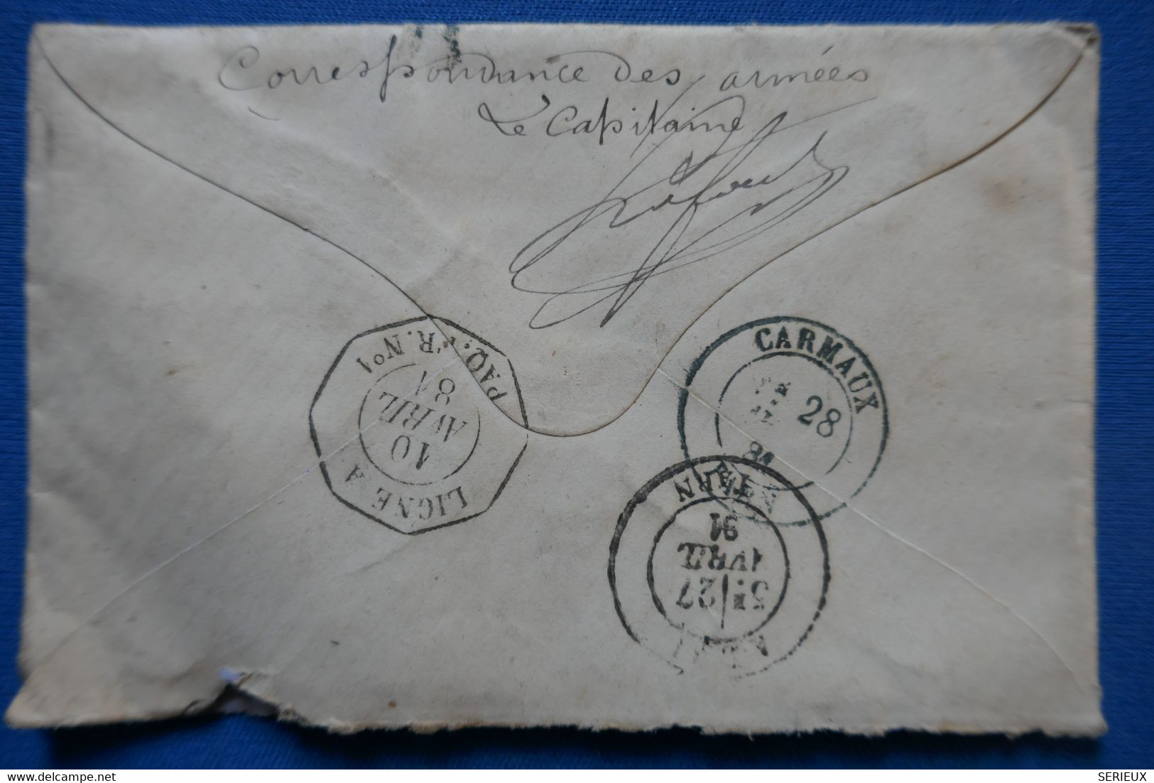 U15 COLONIES BELLE LETTRE TRES RARE 1881 Cachet Corres. Des Armées, Au Verso Cachet Maritime Ligne A Paquebot N°1 1 - Sage