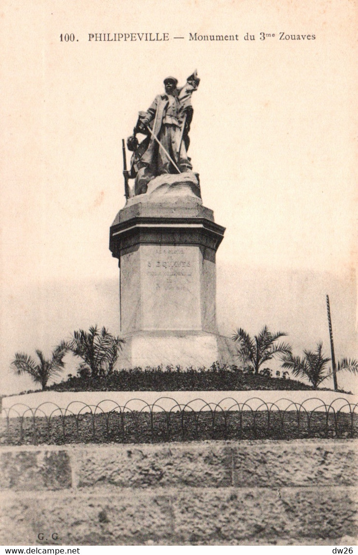 Philippeville (Skikda, Algérie) Monument Du 3ème Zouaves - Carte G.G. N° 100 - Skikda (Philippeville)