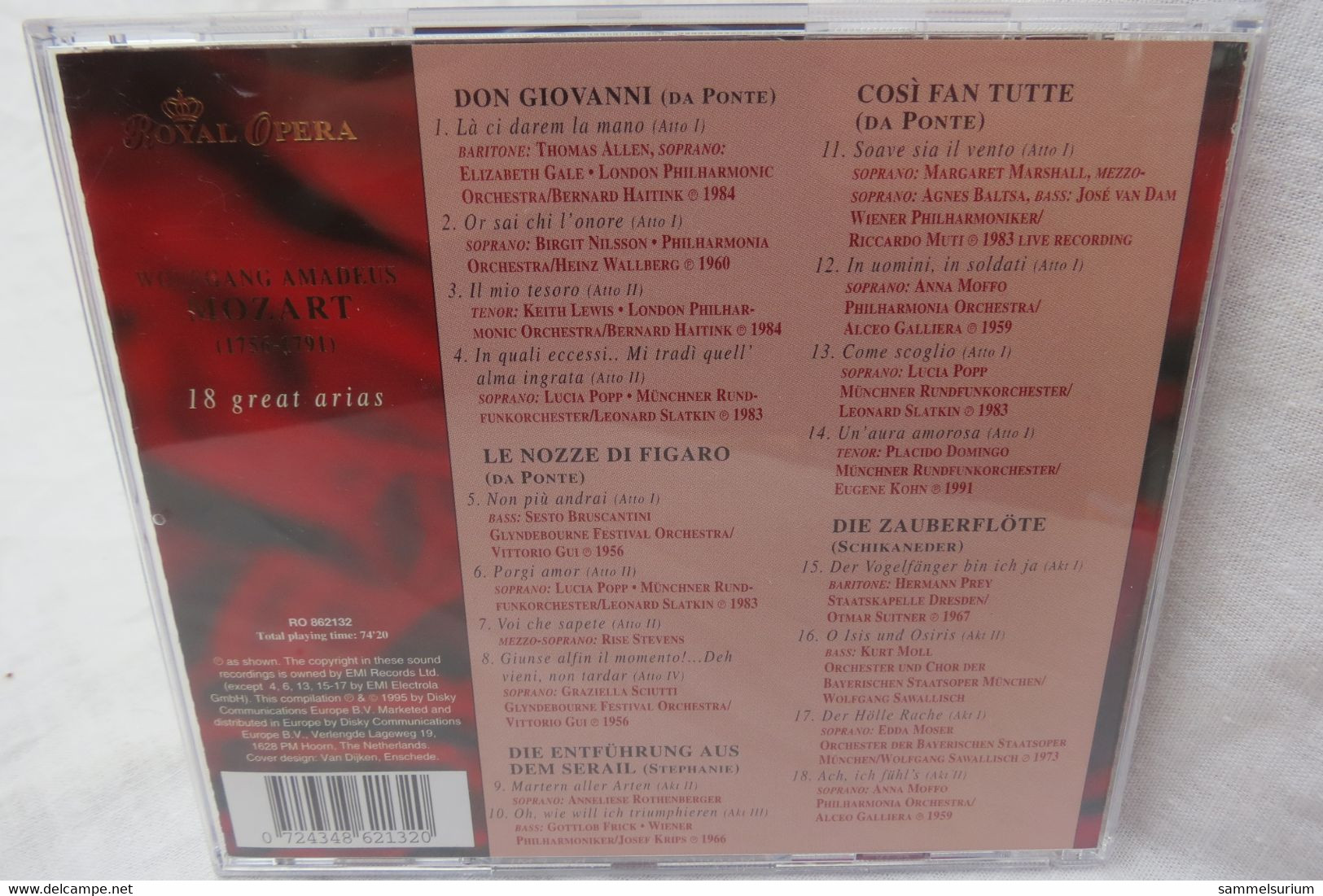 CD "Royal Opera Mozart" 18 Great Arias, Moffo, Domingo, Prey U.a. - Opere