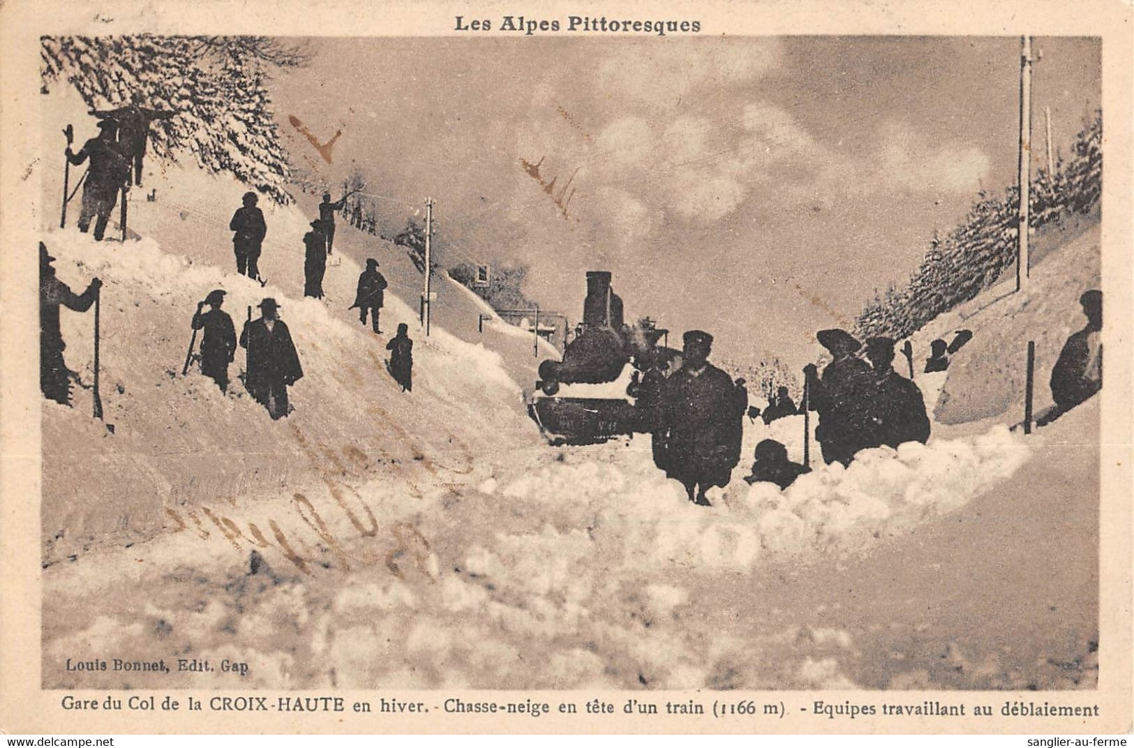 CPA 26 GARE DU COL DE LA CROIX HAUTE CHASSE NEIGE EN TETE D'UN TRAIN EQUIPES TRAVAILLANT AU DEBLAIEMENT - Otros & Sin Clasificación