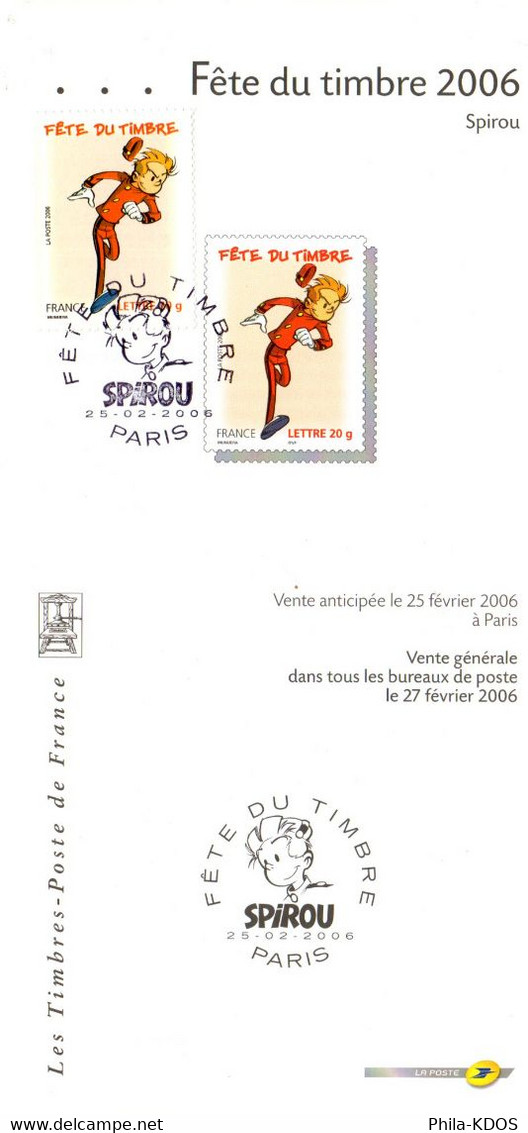 &#9989;" FDT 2006 : SPIROU " Sur Fascicule Publicitaire 1er Jour Avec Timbre Et Photo Du Timbre + Cachet N°YT 3877 - Bandes Dessinées