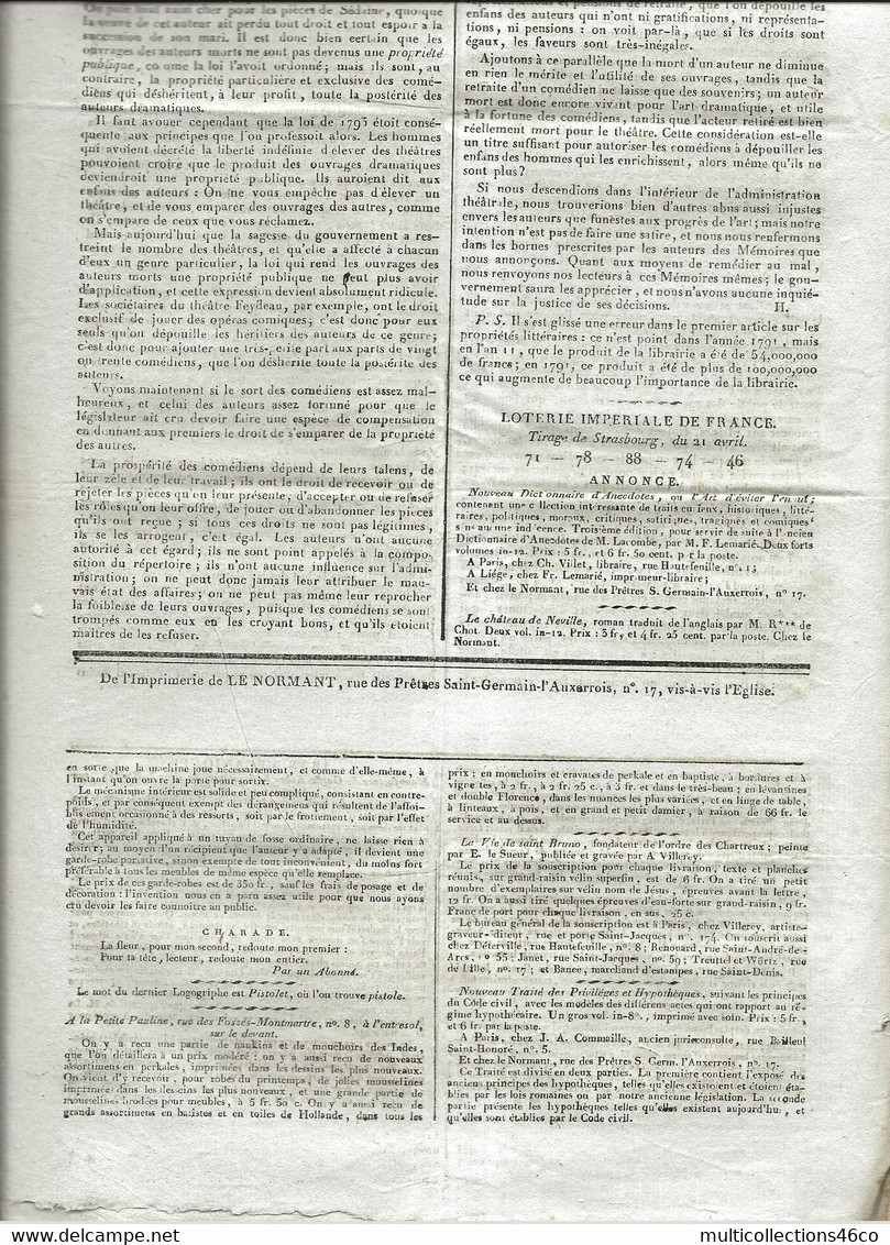 110621A - Document NAPOLEON Ier JOURNAL DE L'EMPIRE 25 Avril 1808 Nouvelles DANEMARK BAVIERE ESPAGNE ITALIE Turin - 1800 - 1849