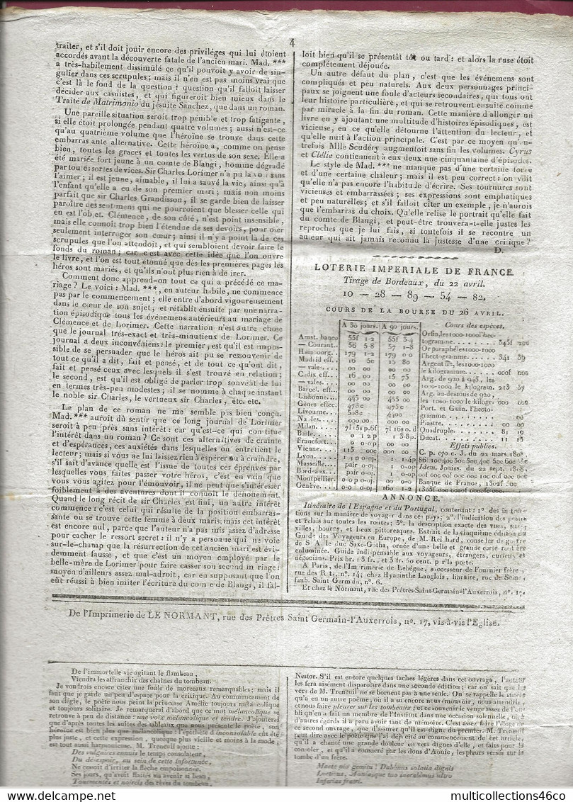110621A - Document NAPOLEON Ier JOURNAL DE L'EMPIRE 27 Avril 1808 Nouvelles RUSSIE AUTRICHE HOLLANDE ITALIE - 1800 - 1849