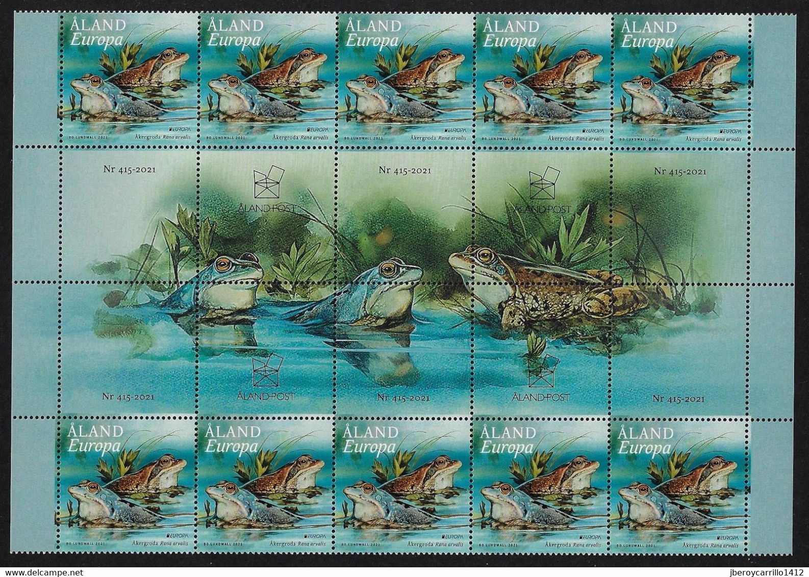 ALAND  ISLANDS  - EUROPA 2021-"ENDANGERED NATIONAL WILDLIFE"- SHEET Of 5 GUTTER PAIRS MINT - 2021