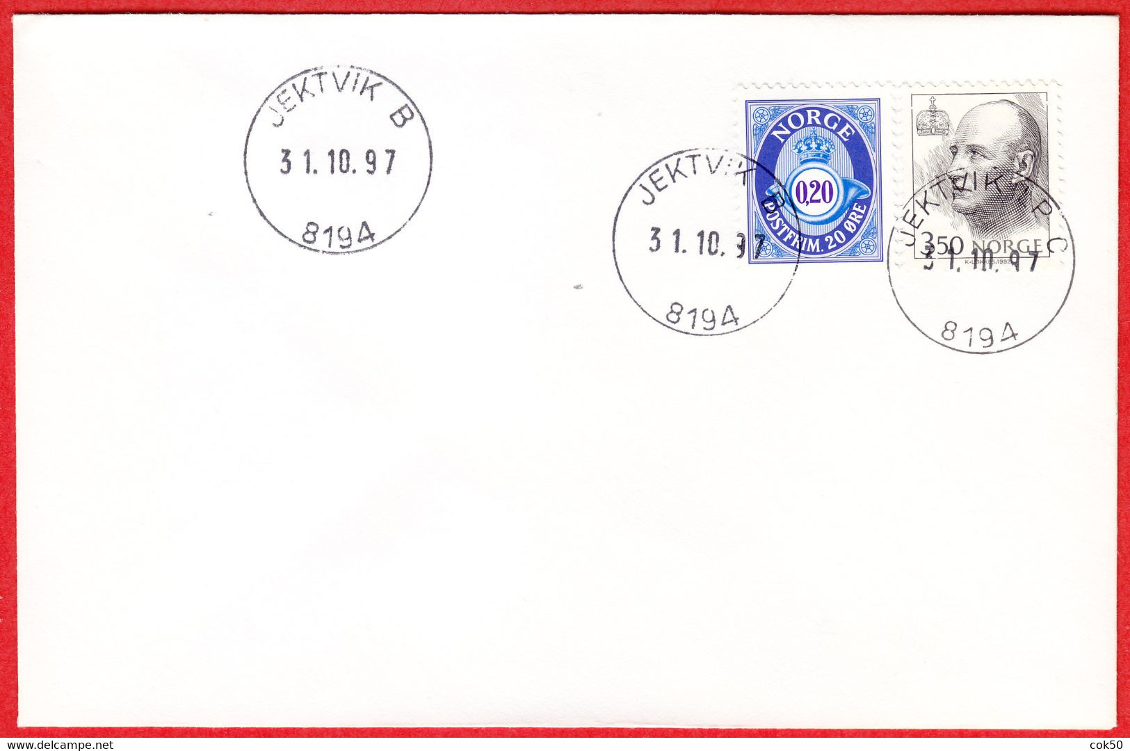 NORWAY -  8194 JEKTVIK B - 24 MmØ - (Nordland County) - Last Day/postoffice Closed On 1997.10.31 - Local Post Stamps