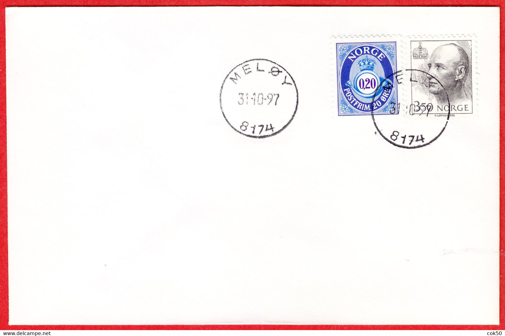 NORWAY -  8174 MELØY (Nordland County) - Last Day/postoffice Closed On 1997.10.31 - Local Post Stamps