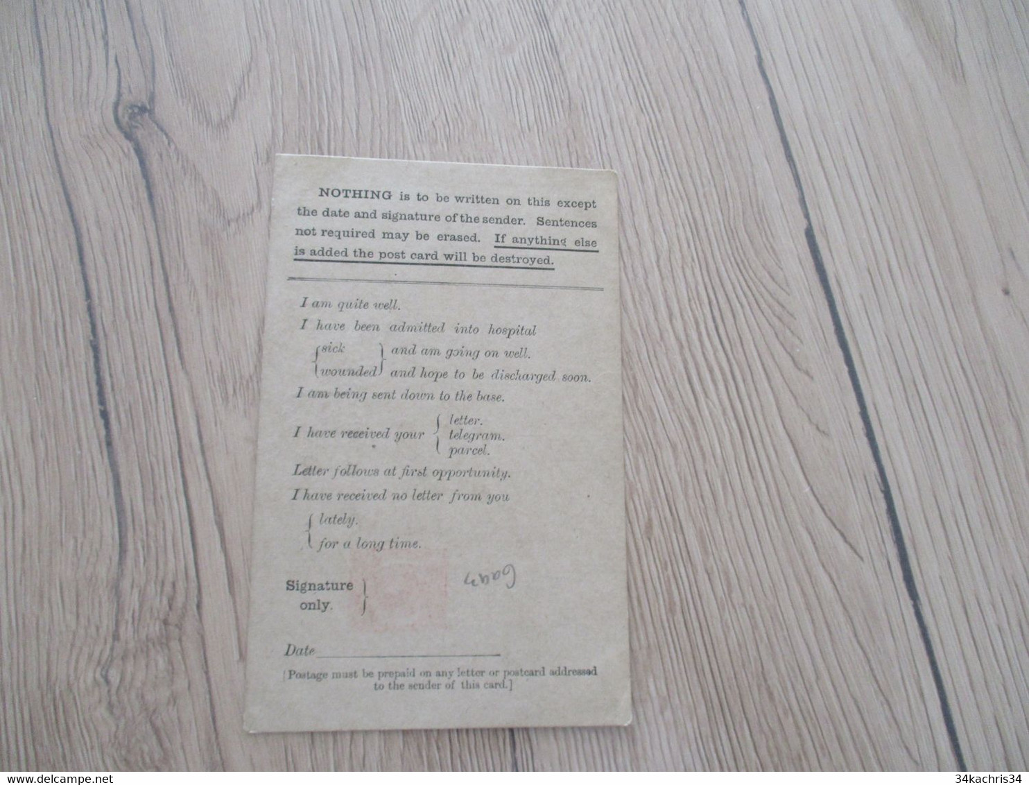 England Entier Postal 1 Penny Rouge  Field Service Texte Au Dos Armée - Entiers Postaux