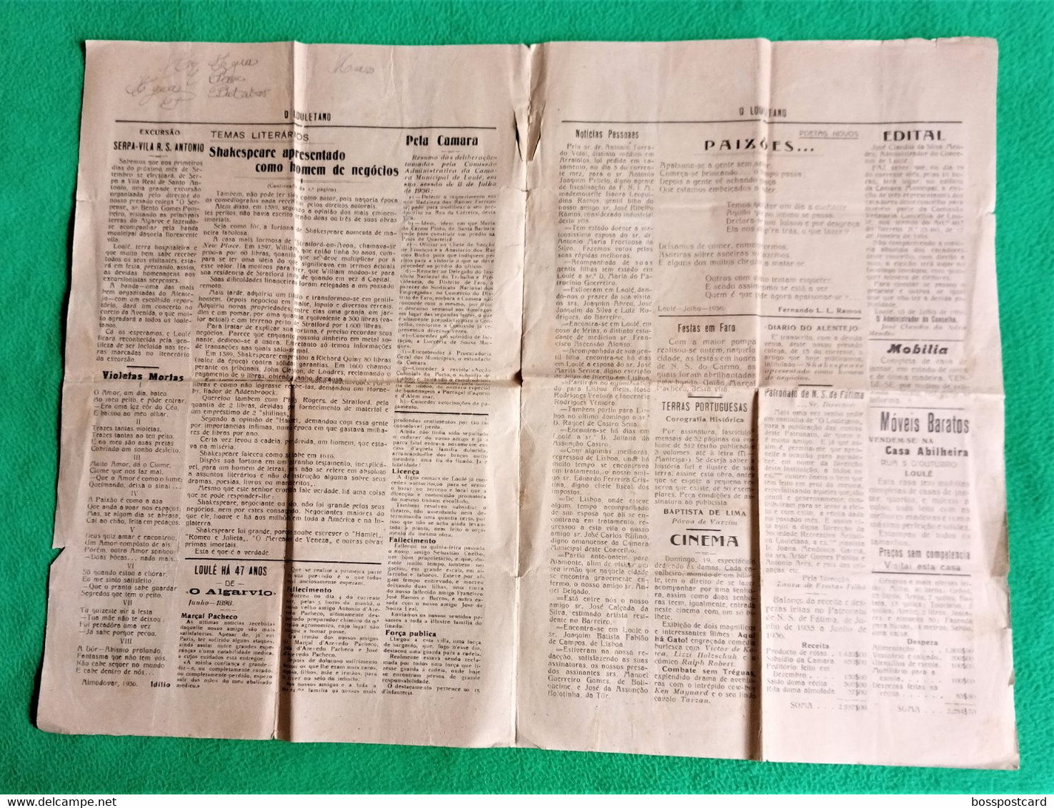 Loulé - Jornal O Louletano Nº 157, 9 De Julho De 1936 - Imprensa. Faro. Portugal. - Informations Générales