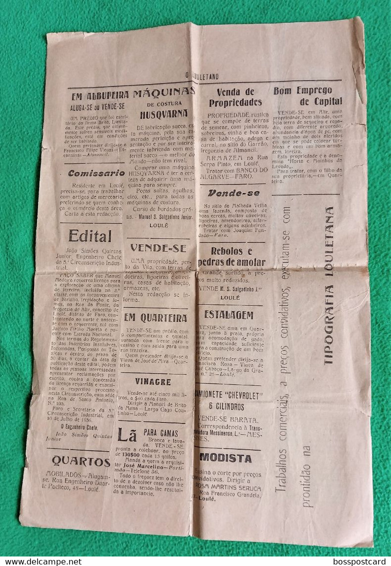 Loulé - Jornal O Louletano Nº 157, 9 De Julho De 1936 - Imprensa. Faro. Portugal. - Algemene Informatie