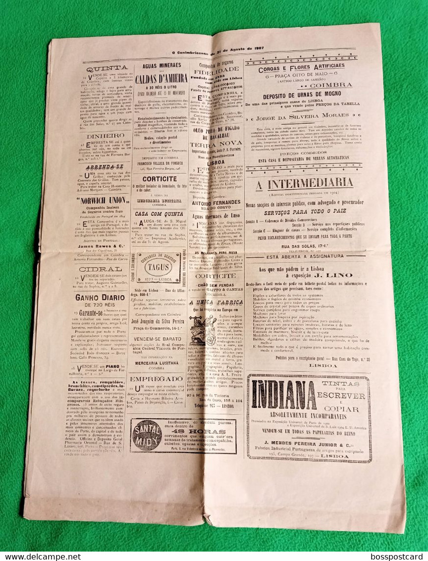 Coimbra - Jornal O Conibricense Nº 6230, 31 De Agosto De 1907 - Imprensa - Portugal - Informations Générales
