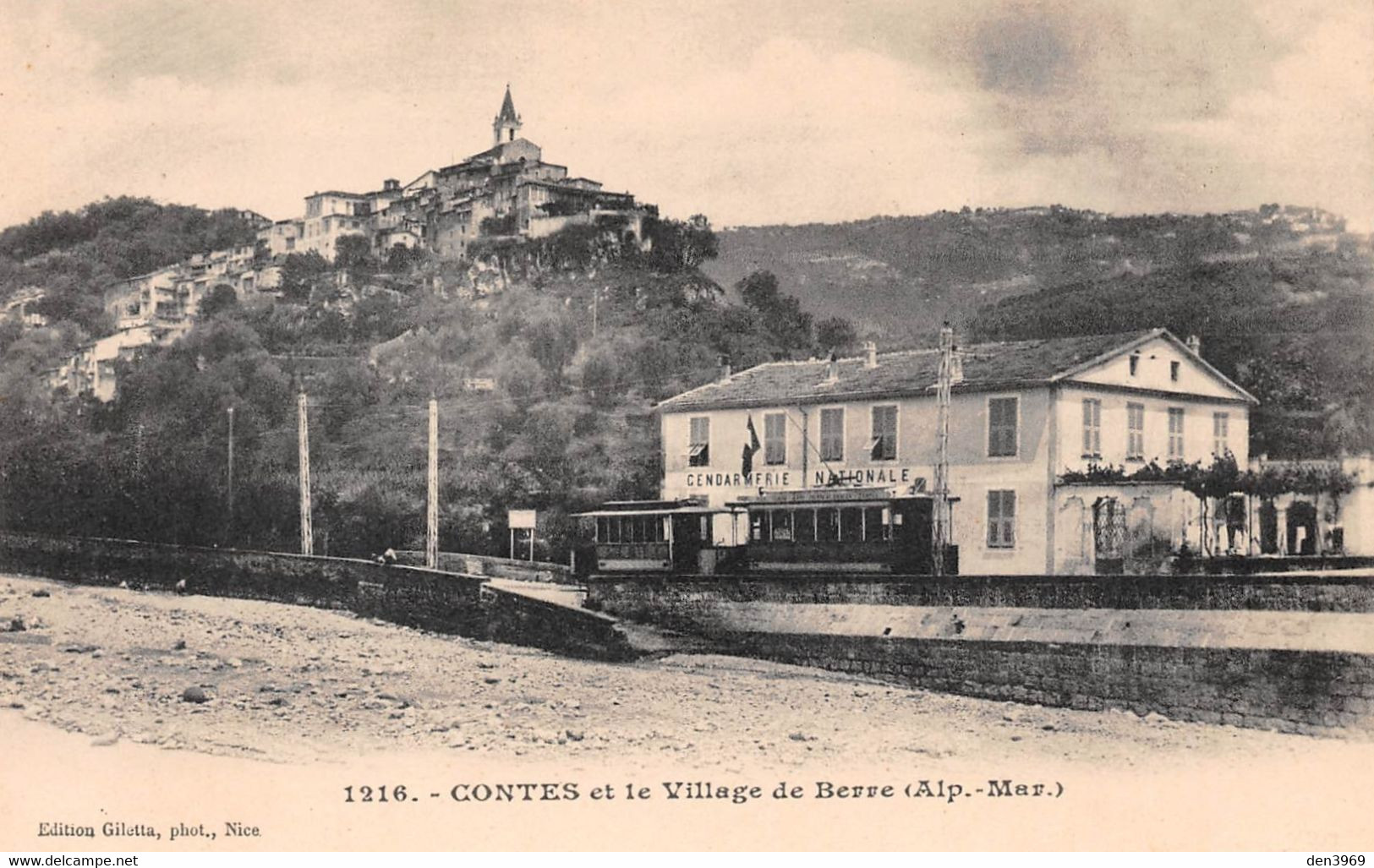 CONTES Et Le Village De Berre - Tramway - Gendarmerie Nationale - Précurseur 1er Tirage - Contes