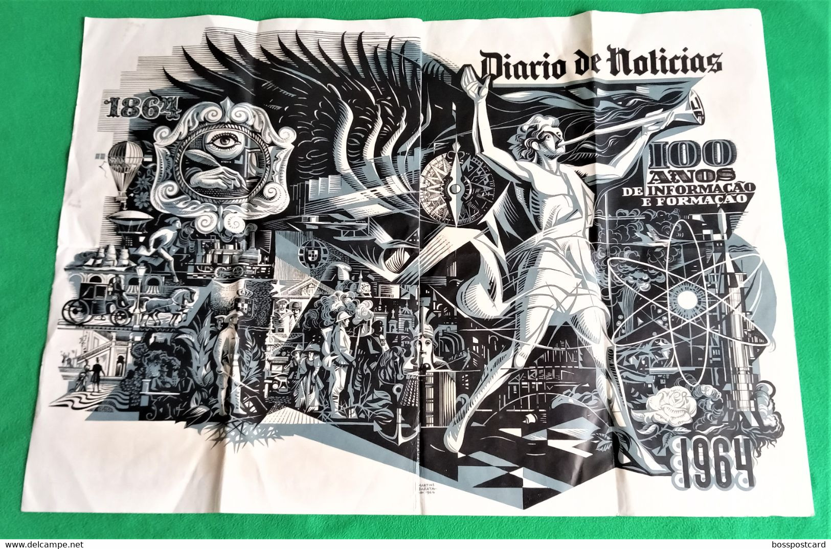 Lisboa - Cartaz Comemorativo Do Centenário Do Jornal Diário De Notícias, 1964  - Imprensa - Portugal - Informations Générales