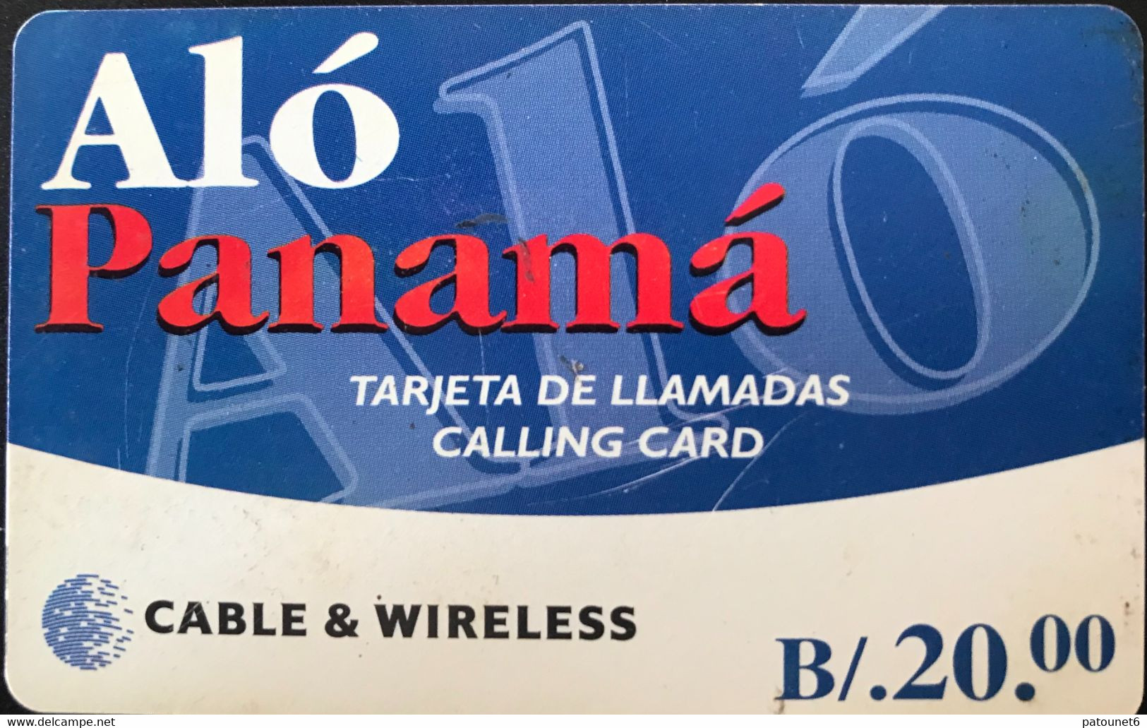 PANAMA   -  Prepaid - CABLE & WIRELESS - Alo Panama  -  B/. 20.00 - Panama