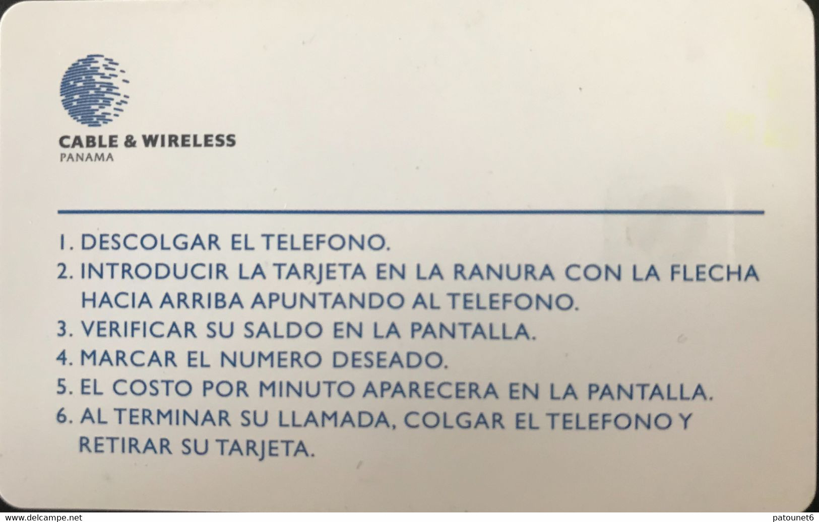 PANAMA   -  Phonecard - CABLE & WIRELESS -   Capitales Del Mundo  -  B/. 5.00 - Panama