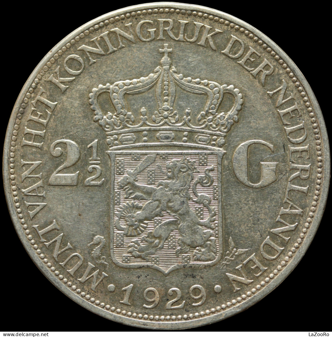 LaZooRo: Netherlands 2 1/2 Gulden 1929 XF - Silver - 2 1/2 Florín Holandés (Gulden)