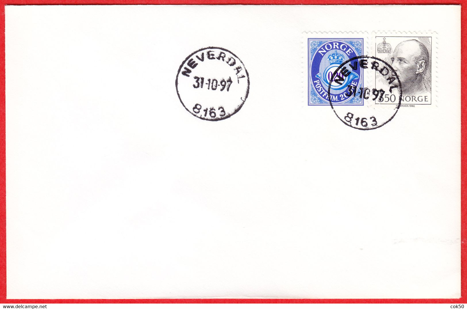 NORWAY -  8163 NEVERDAL (Nordland County) - Last Day/postoffice Closed On 1997.10.31 - Emissioni Locali