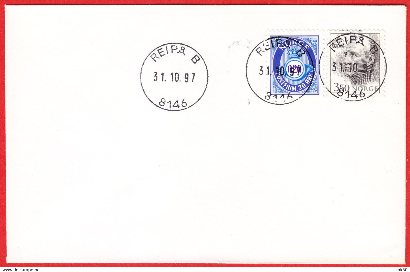 NORWAY -  8146 REIPÅ B - 23 MmØ - (Nordland County) - Last Day/postoffice Closed On 1997.10.31 - Local Post Stamps