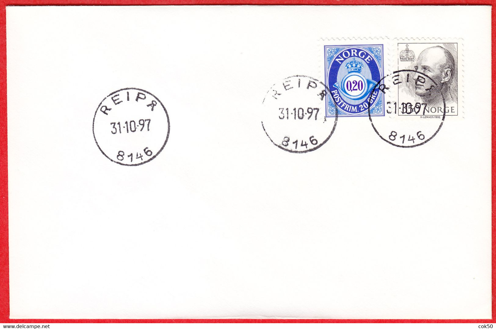 NORWAY -  8146 REIPÅ (Nordland County) - Last Day/postoffice Closed On 1997.10.31 - Local Post Stamps