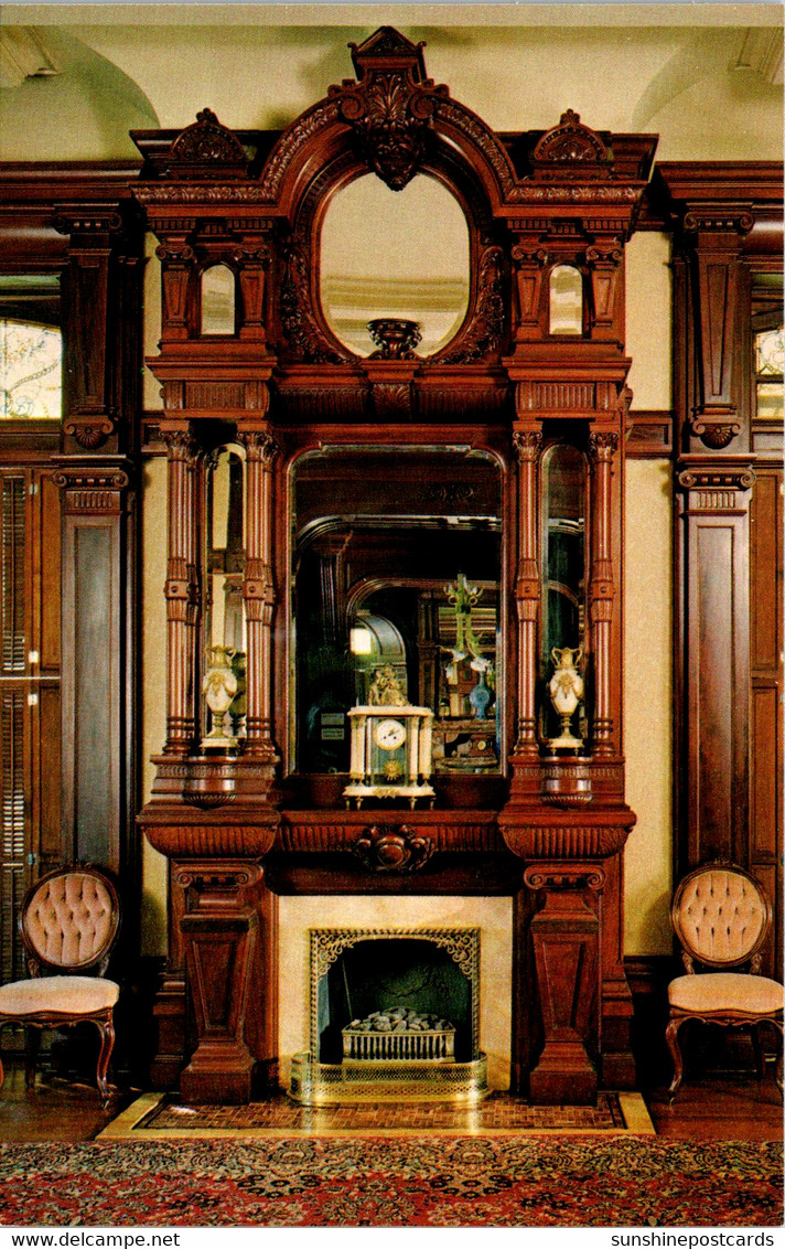 Texas Galveston Bishop's Palace Santo Domingo Mahogany Carved Mantel - Galveston