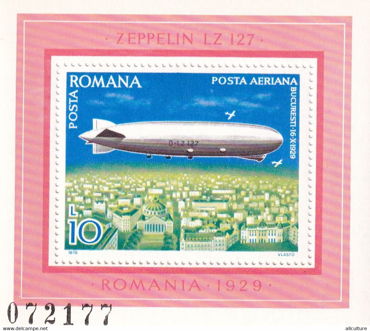 ZEPPELIN LZ 127  ROMANIA BLOCK 1978 MNH - Zeppeline
