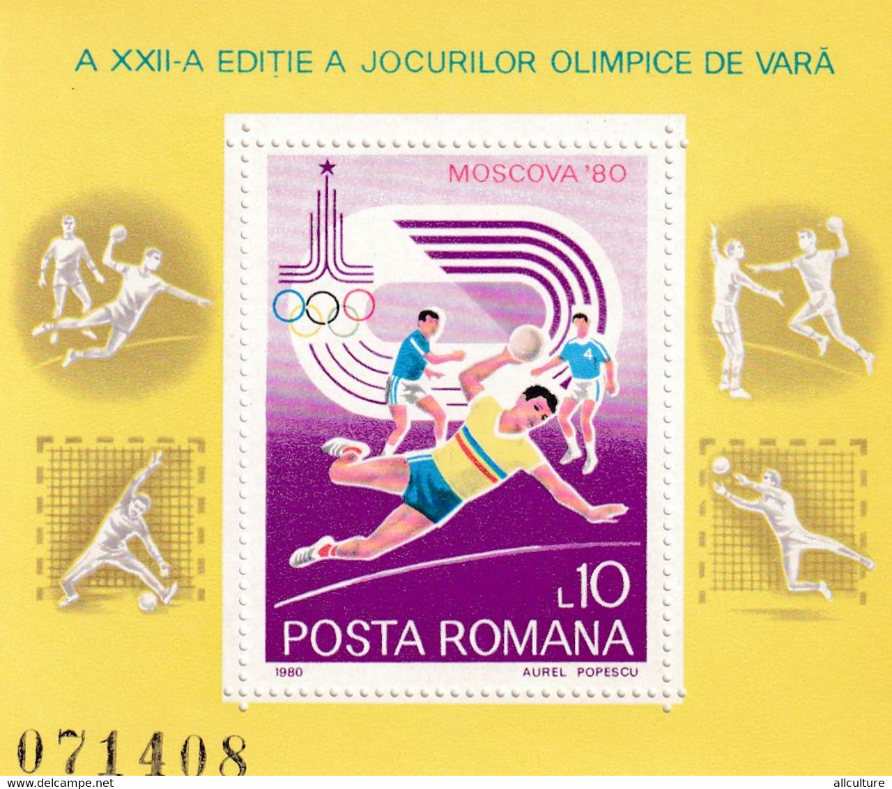 OLIMPIC SUMMER GAMES MOSCOVA 1980  ROMANIA BLOCK MNH - Summer 1980: Moscow