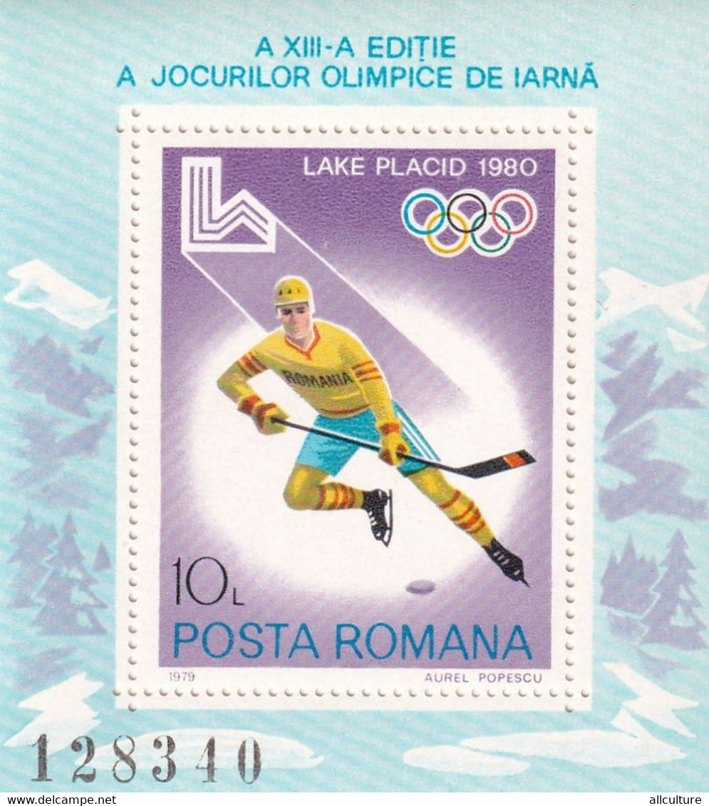 LAKE PLACID 1980 OLIMPIC GAMES  ROMANIA BLOCK MNH - Hiver 1980: Lake Placid