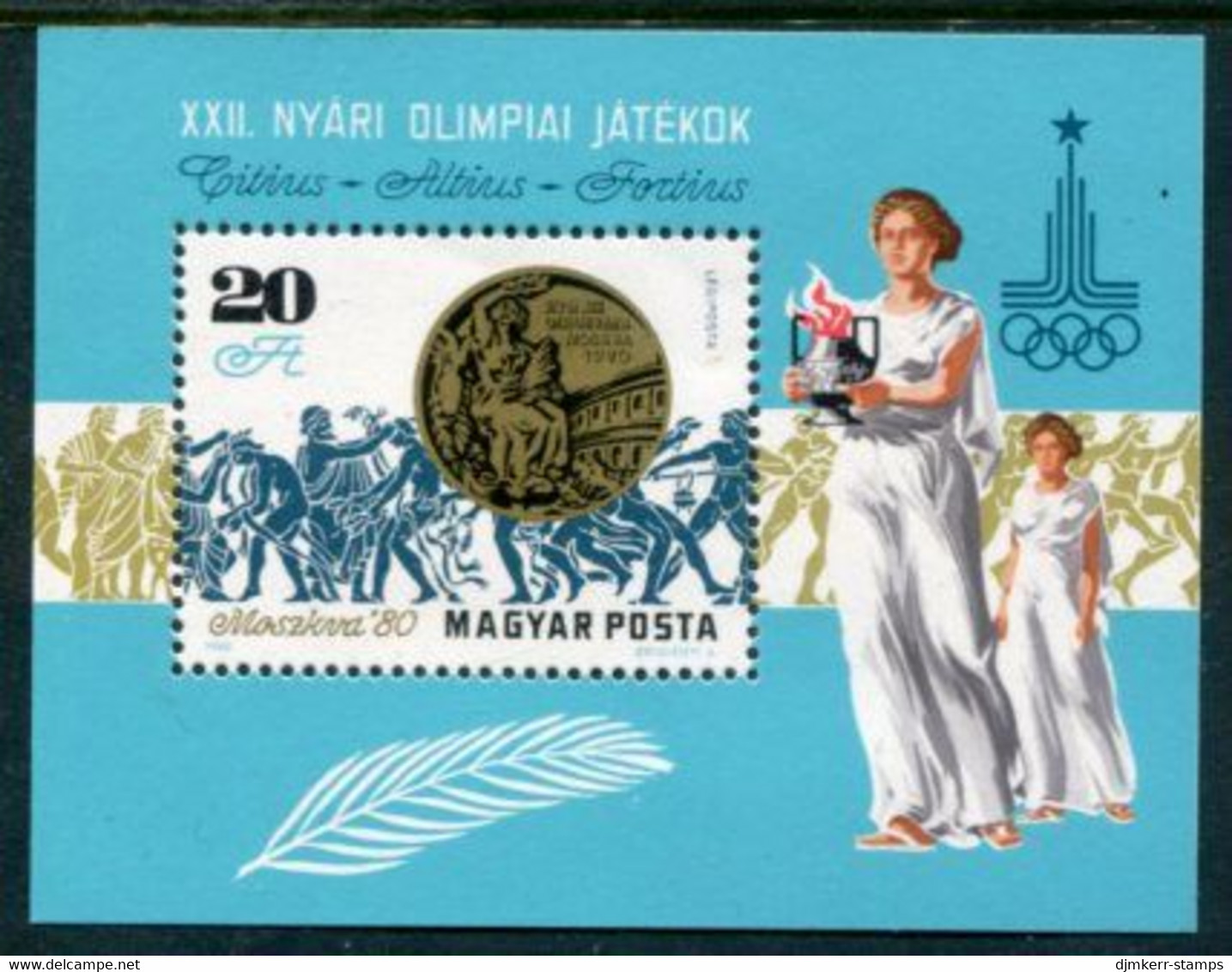 HUNGARY 1980 Olympic Medal Winners Block MNH / **.  Michel Block 145 - Unused Stamps