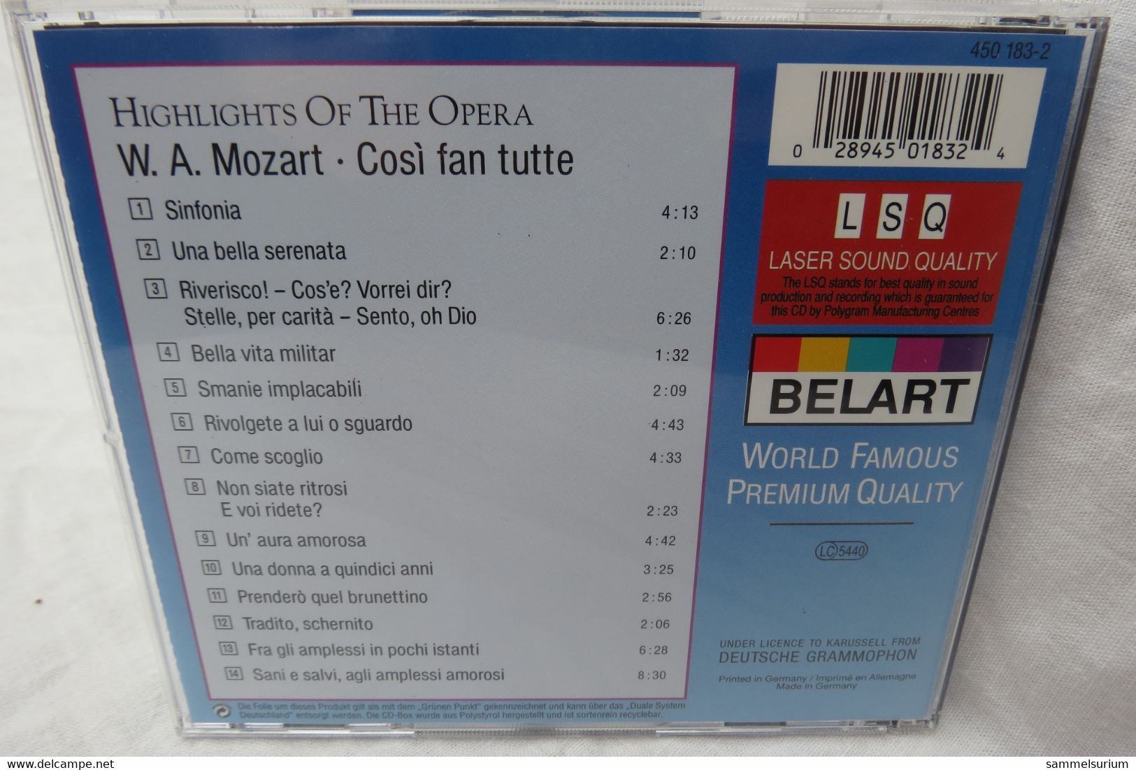 CD "Wolfgang Amadeus Mozart" Cosi Fan Tutte - Opere