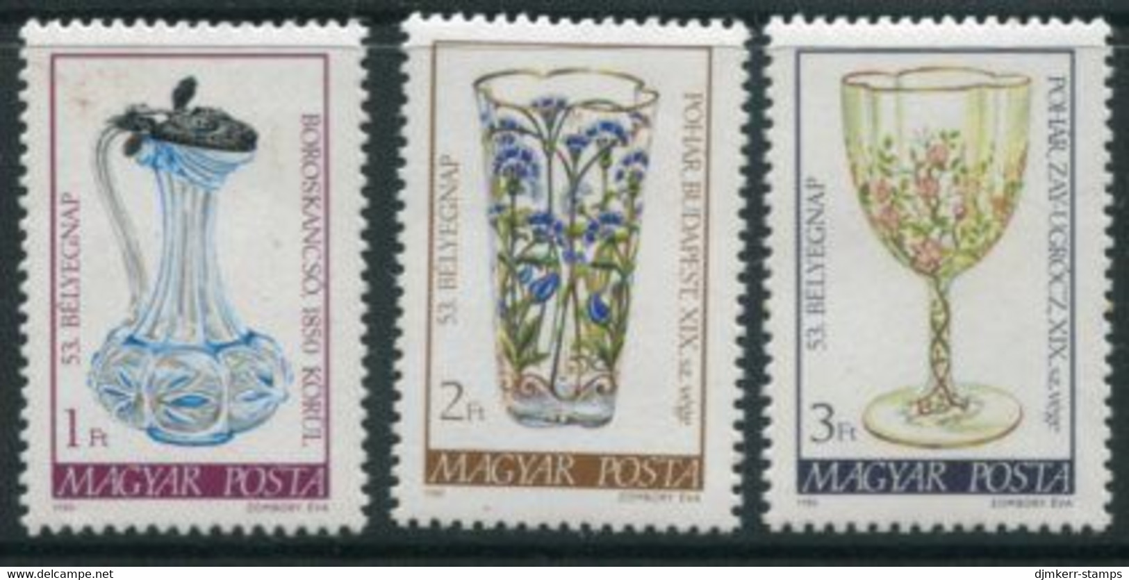 HUNGARY 1980 Stamp Day: Antique Glass MNH / **.  Michel 3445-47 - Unused Stamps