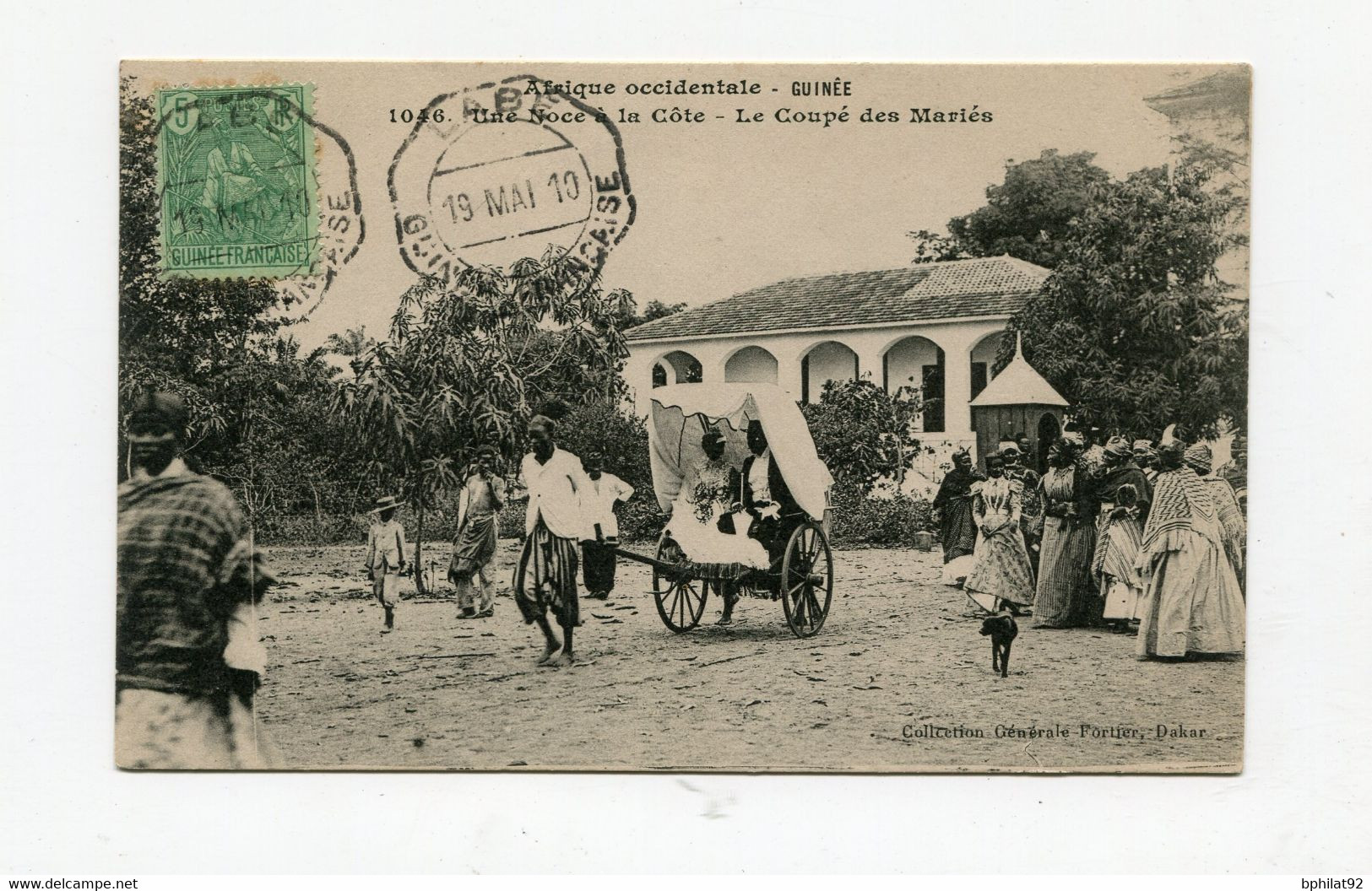 !!! GUINEE, CACHET TELEGRAPHIQUE DE LABE SUR CPA DE 1910 POUR LA FRANCE - Lettres & Documents