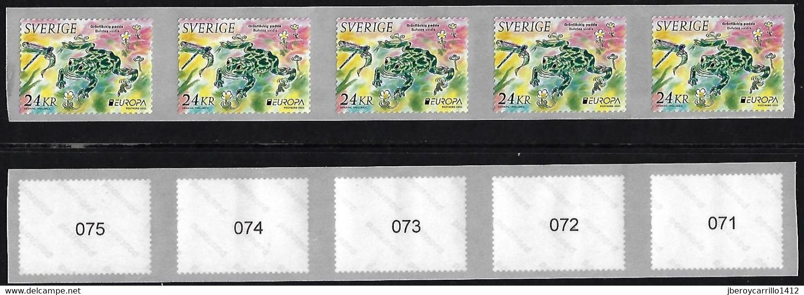 SUECIA /SWEDEN /SCHWEDEN /SWERIGE /SUÉDE - EUROPA 2021 - "ENDANGERED NATIONAL WILDLIFE"-  STRIP Of The 5 STAMPS - 2021