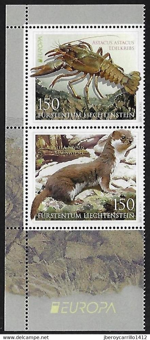 LIECHTENSTEIN  -EUROPA 2021-" FAUNA NACIONAL EN PELIGRO - ENDANGERED NATIONAL WILDLIFE"- SERIE De 2 V. V- CH - EUR - 2021