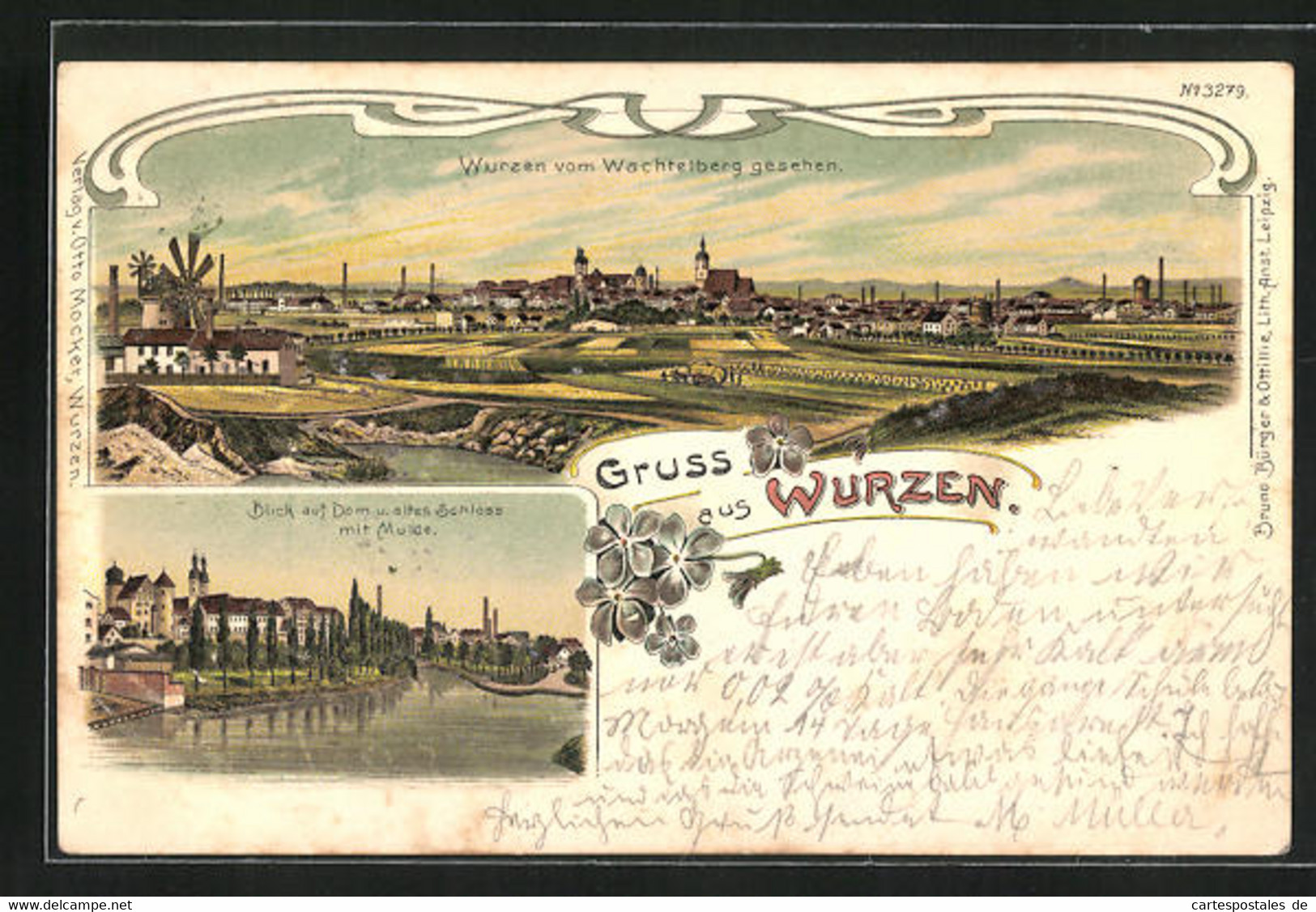 Lithographie Wurzen, Ortsansicht Vom Wachtelberg - Wurzen