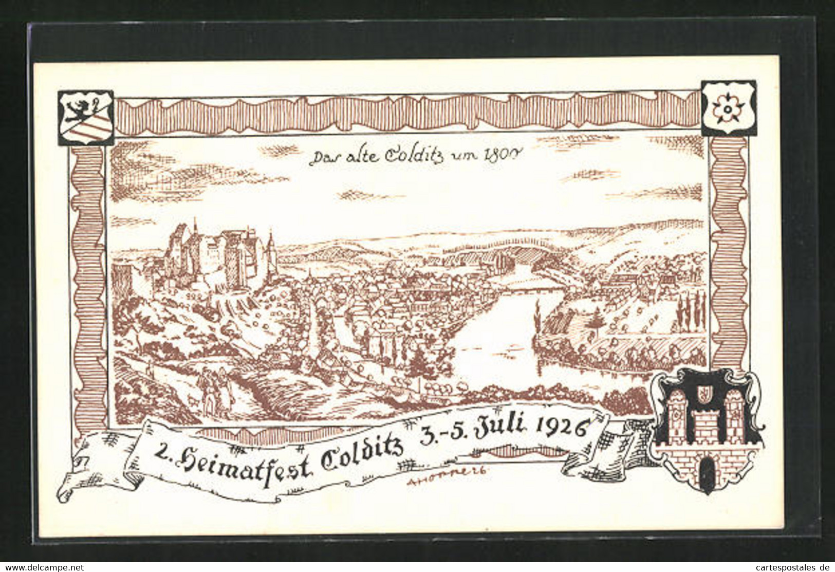 AK Colditz, Zweites Heimatfest 1926, Totalansicht Der Stadt Um 1800 - Colditz