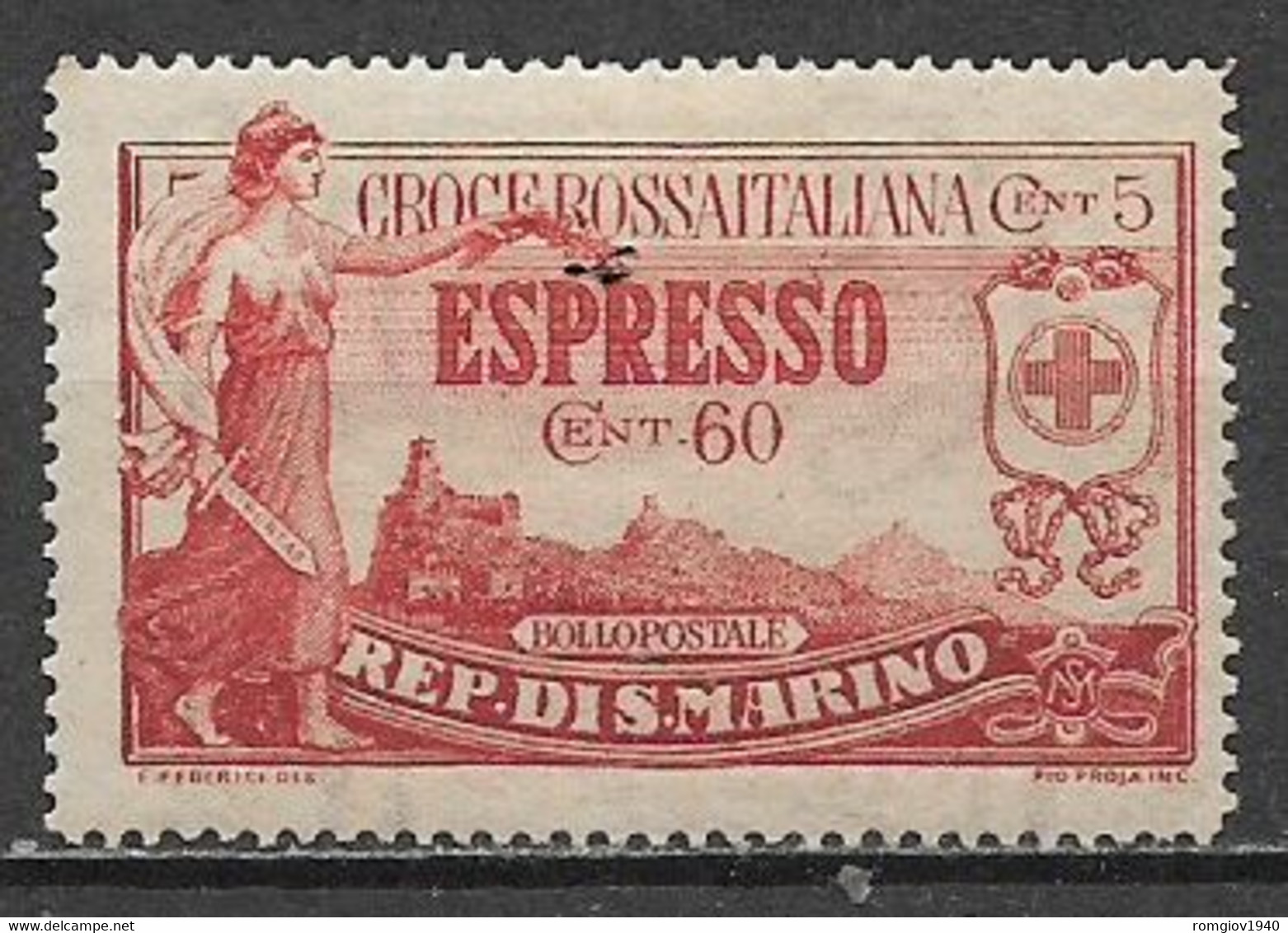 SAN MARINO 1923 ESPRESSI PRO CROCE ROSSA SASS. 4 MLH VF - Eilpost