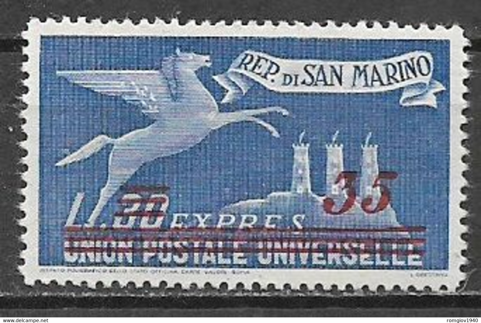 SAN MARINO 1947-48  ESPRESSI SOPRASTAMPATI SASS. 18 MLH VF - Eilpost