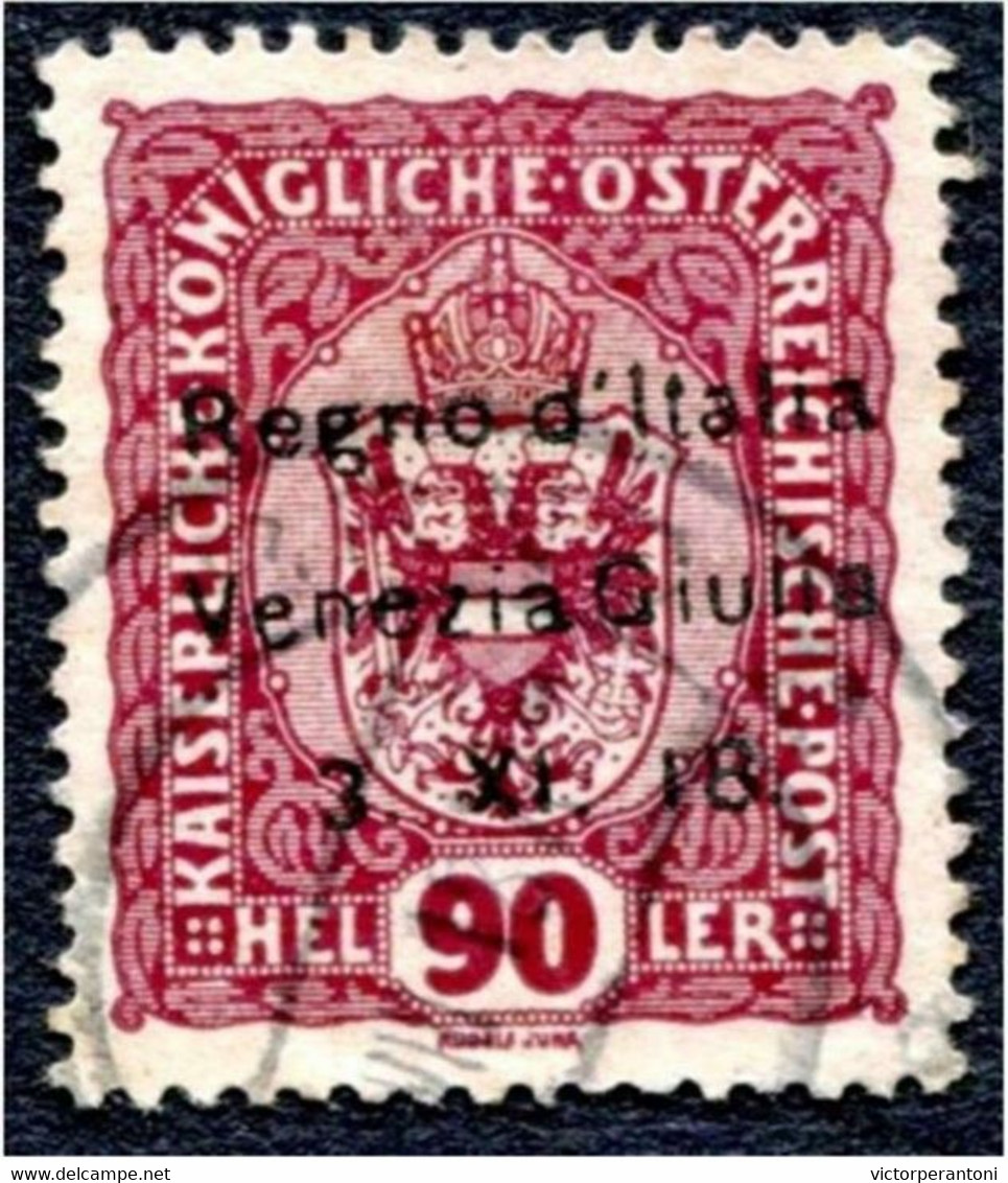 AUSTRIA 1918 - ITALY OCCUPATION OVERPRINT - VERY RARE 90-HELLER - TRIESTE ISSUE - (418) - Oblitérés