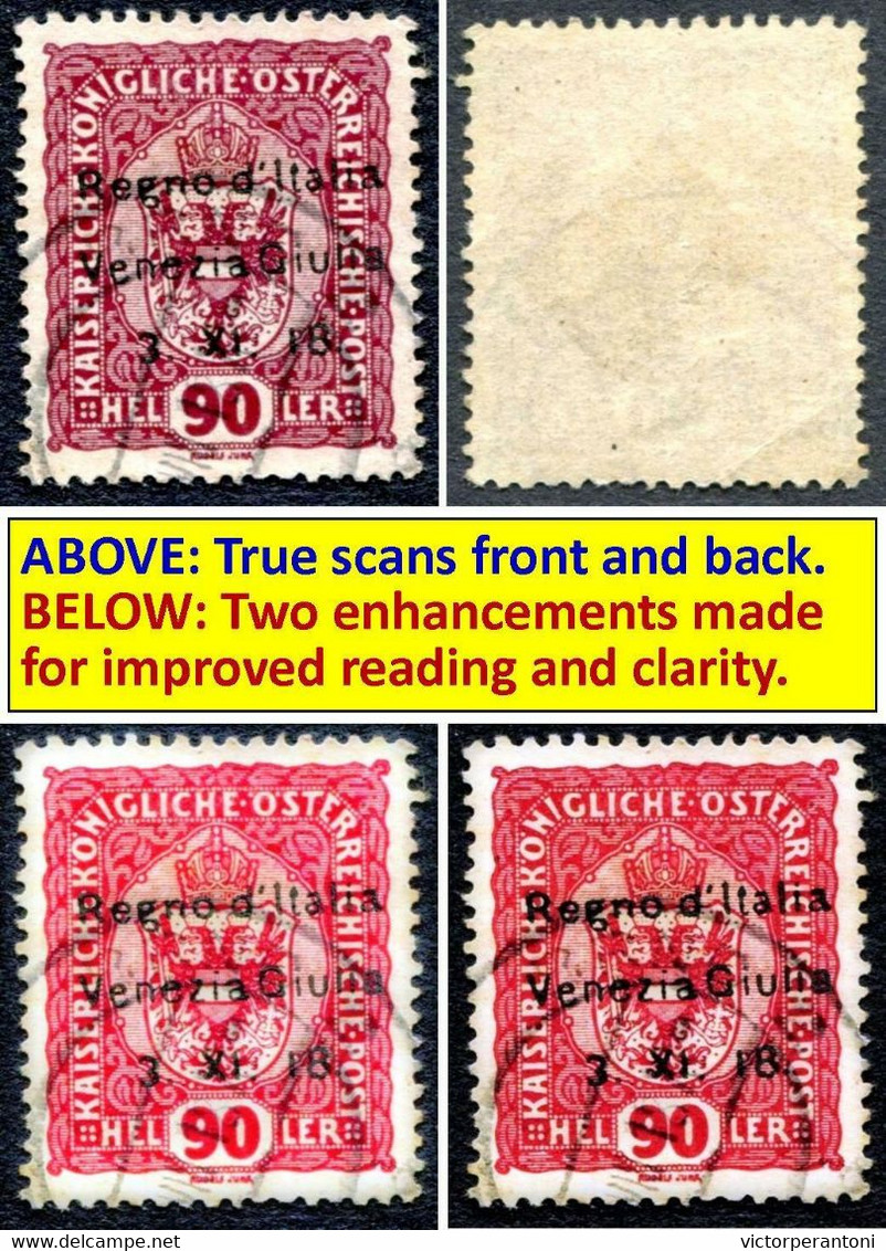 AUSTRIA 1918 - ITALY OCCUPATION OVERPRINT - VERY RARE 90-HELLER - TRIESTE ISSUE - (418) - Oblitérés