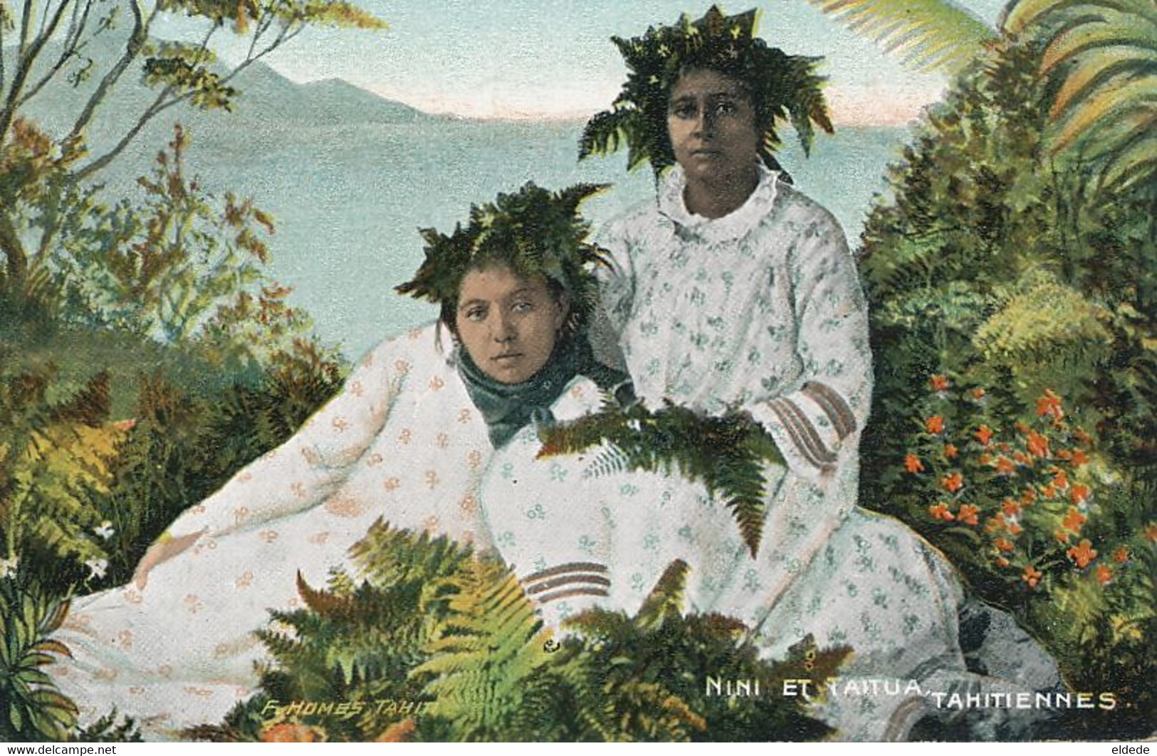 Vahiné Tahiti. Tahitienne .  Hand Colored Nini Et Taitua Edit Homes . Undivided Back - Oceanía