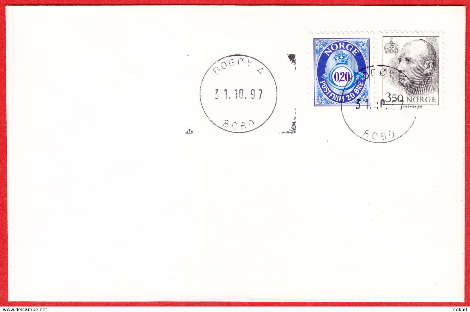 NORWAY -  8080 BOGØY A - 23 MmØ - (Nordland County) - Last Day/postoffice Closed On 1997.10.31 - Emisiones Locales
