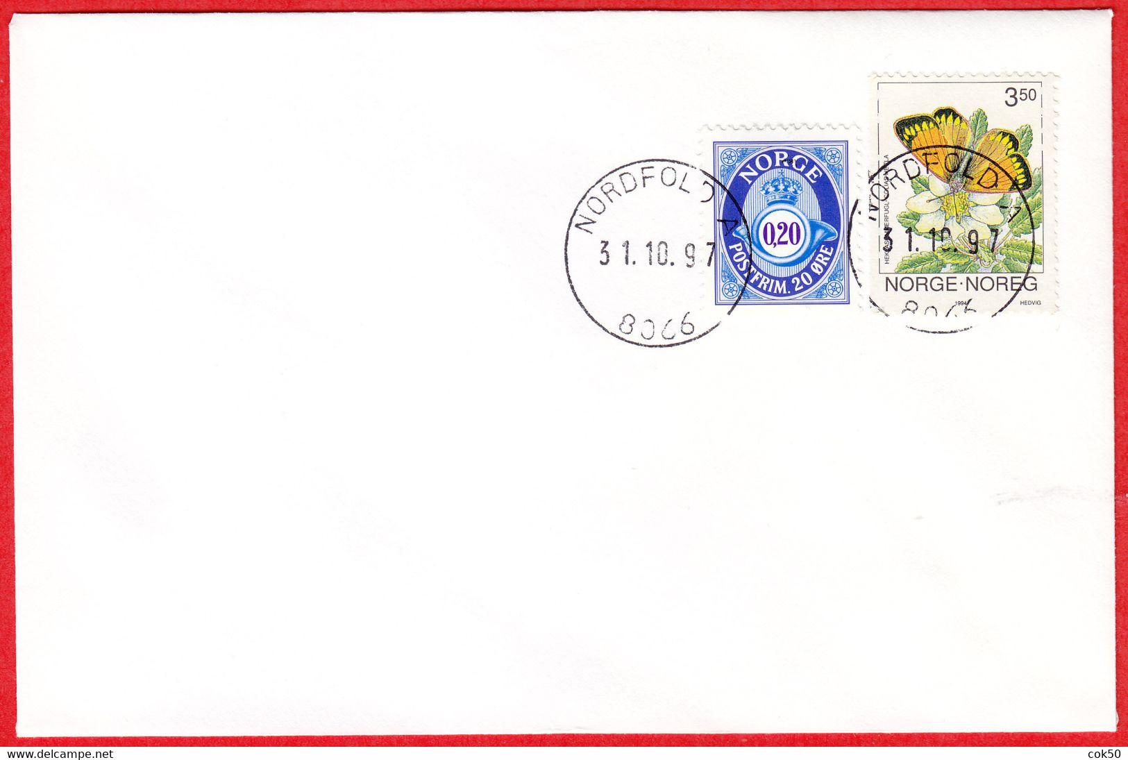 NORWAY -  8066 NORDFOLD A - 24 MmØ - (Nordland County) - Last Day/postoffice Closed On 1997.10.31 - Lokale Uitgaven