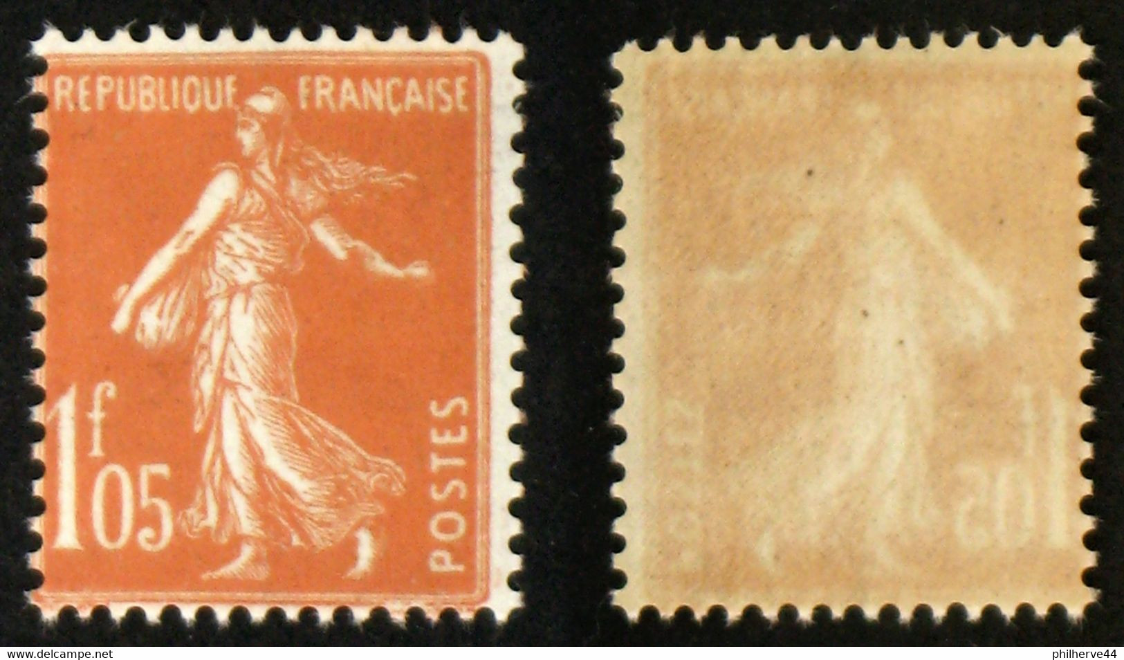 N° 195 SEMEUSE 1,05 F Neuf N** TB Cote 22€ - 1906-38 Säerin, Untergrund Glatt