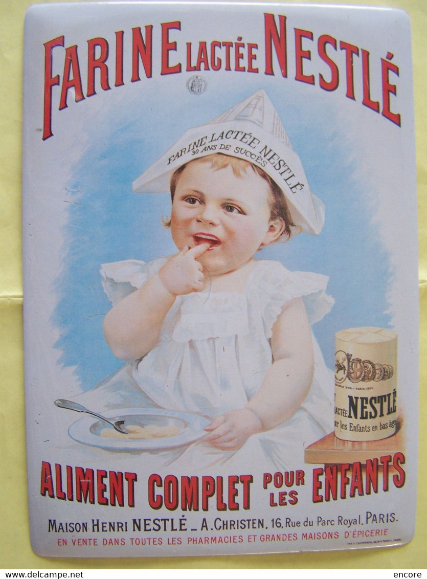 LA PUBLICITE. LES ENFANTS. FARINE LACTEE NESTLE. PARIS. 3°ARRONDISSEMENT. 16 RUE DU PARC ROYAL. 100_2500GRT - Targhe Smaltate (a Partire Dal 1961)