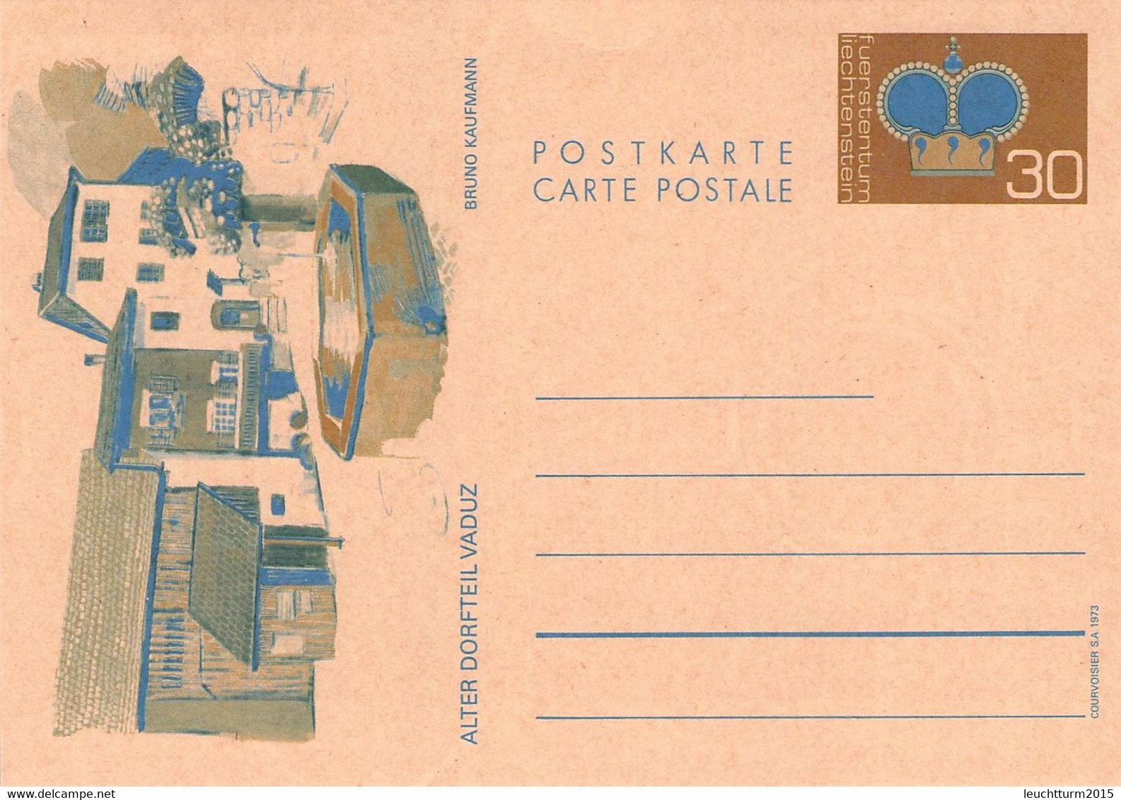 LIECHTENSTEIN - POSTKARTE 30 RAPPEN 1973 MNH Mi #P77 /QC55 - Postwaardestukken