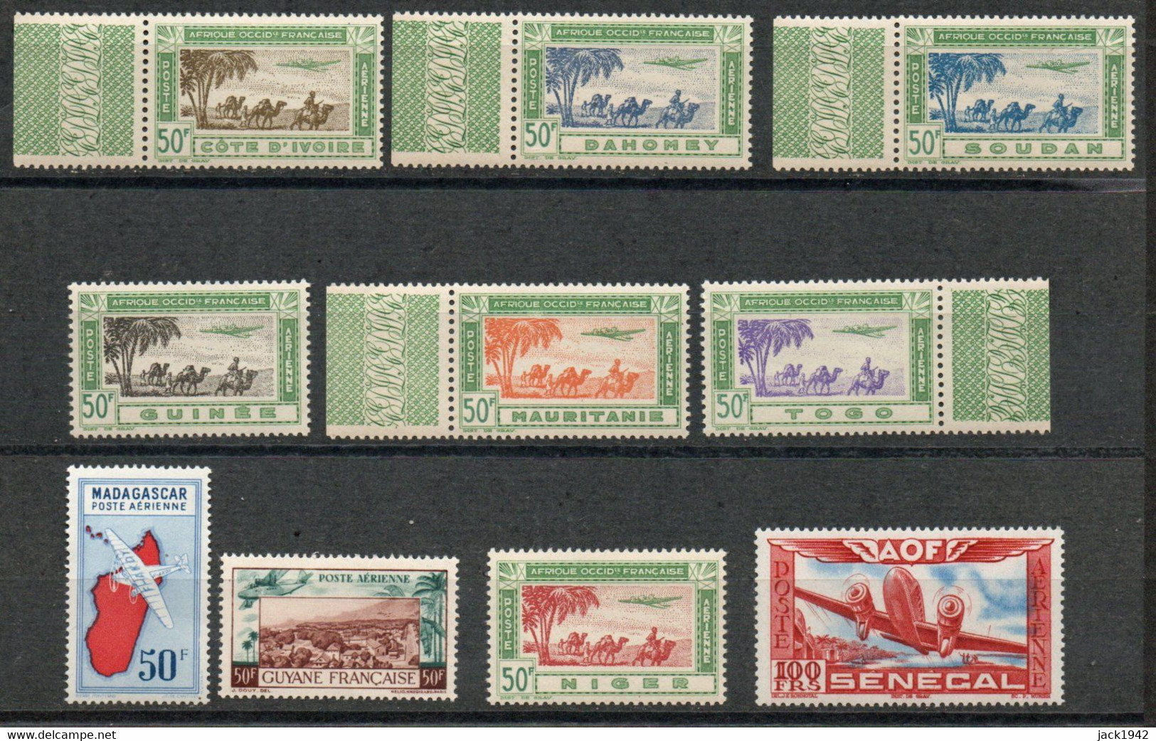 1942- 50f Et 100f D'AOF: Côte D'Ivoire, Dahomey, Soudan, Guinée, Mauritanie, Togo, Niger, Sénégal + Madagascar Et Guyane - Ongebruikt