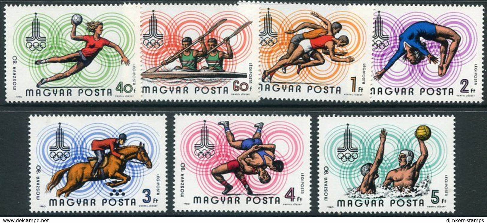 HUNGARY 1980 Olympic Games MNH / **.  Michel 3433-39 - Unused Stamps