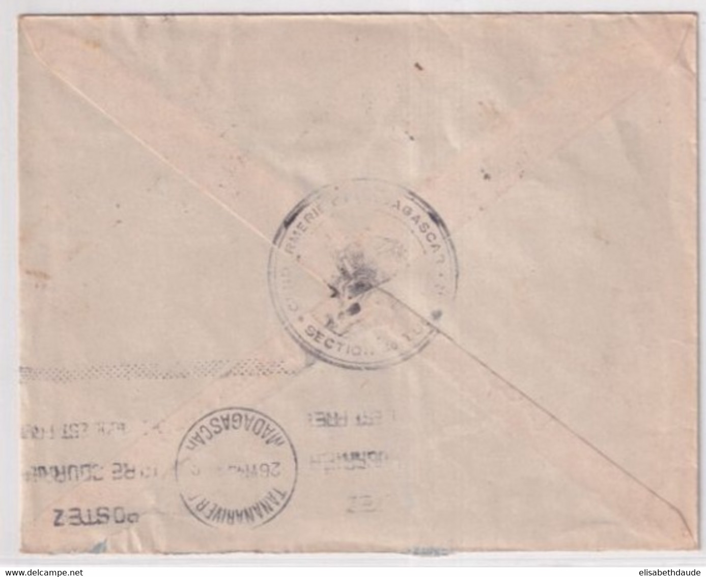 MADAGASCAR - 1948 - GENDARMERIE De TULEAR ! - ENVELOPPE AVION => VILLEURBANNE - - Military Postmarks From 1900 (out Of Wars Periods)