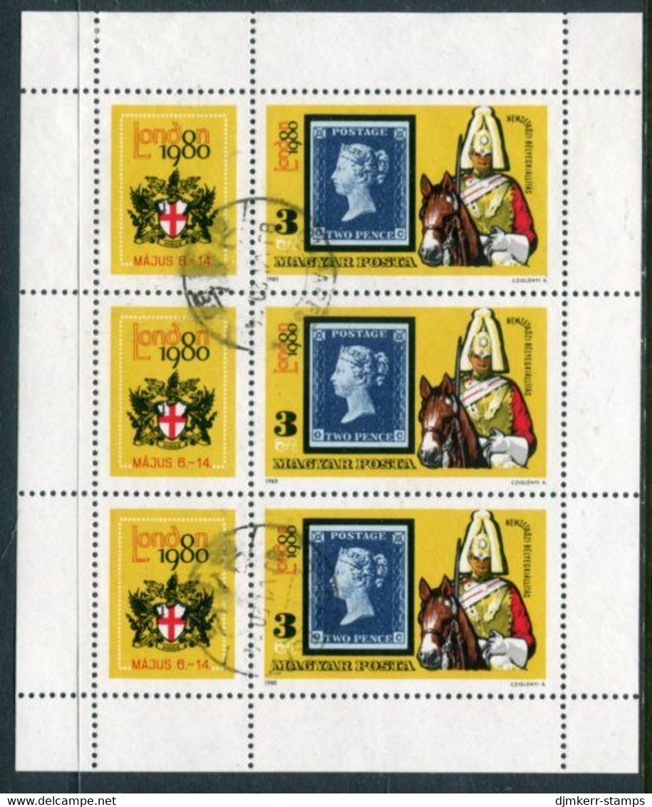 HUNGARY 1980 LONDON Stamp Exhibition Sheetlet Used.  Michel 3429 Kb - Oblitérés
