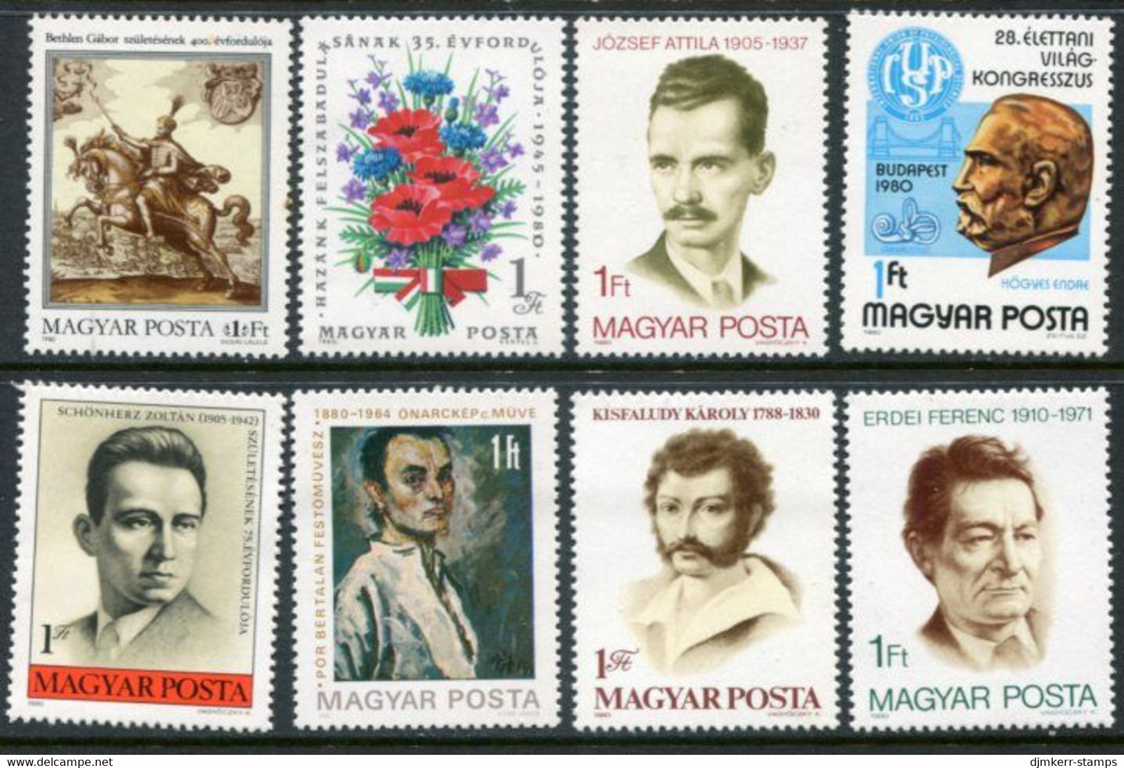HUNGARY 1980 Eight Single Commemorative Issues MNH / **. - Unused Stamps