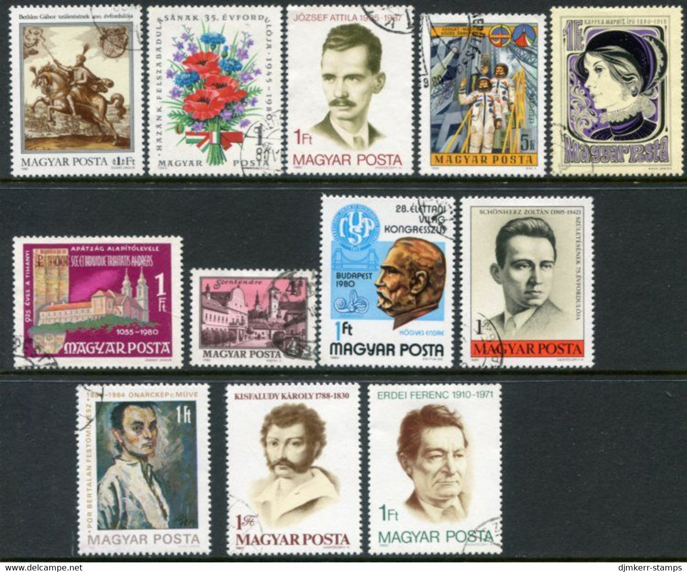 HUNGARY 1980 Twelve Single Commemorative Issues Used. - Oblitérés